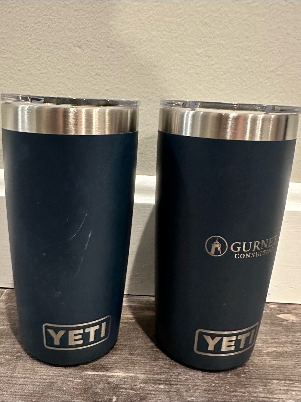 Lot of 2 Yeti 10 oz Navy Rambler Stainless Steel Insulated Tumblers Magsliders